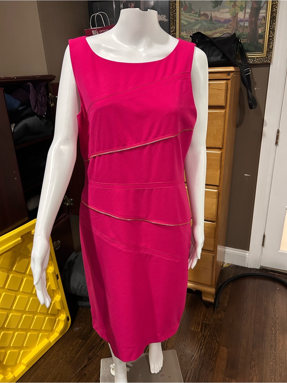 Ivanka Trump Bright Pink Sleeveless Midi Sheath Dress